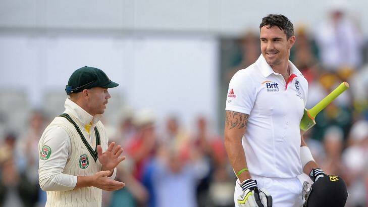 I quite liked the bloke: Kevin Pietersen, right, with David Warner 