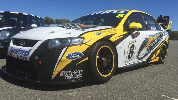 Video Journalist James Mooney got a chance to ride in a former Triple 8 racing car driven by Craig Lowndes, a Ford FG, 5.0 litre V8. Photo: James Mooney