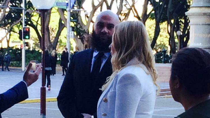 Pic of Amanda Crowe (in white jacket) outside NSW Supreme Court on Friday 5 June 2015.
She is charged with solicit to murder, directing and participating in a criminal group, causing GBH with intent to murder, shoot with intent to murder and discharging firearm with intent to cause GBH.
 Photo: Louise Hall