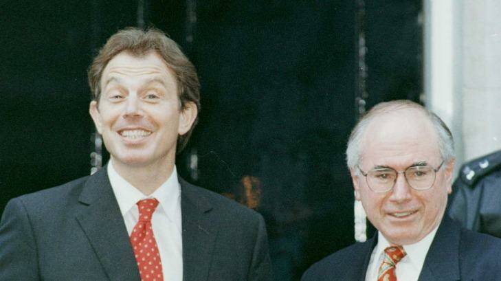 File image of Tony Blair and John Howard, key allies in the Iraq invasion, in London.  Photo: Mike Bowers