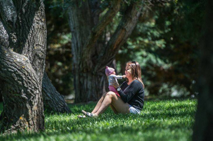 Emily Stokes has  a rare autoimmune disease and has been successfully treated by new Canberra clinical genomics centre,. Pictured with her 4 week old daughter, Charlie Lang, a miracle she didn't beleive would ever happen with her illness and subsequent treatments. Photo by Karleen Minney.