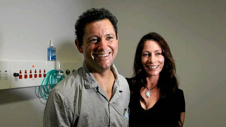 Heart transplant recipient, Jan Damen with his wife, Silvana Damen at St Vincents Hospital in Sydney. Photo: Janie Barrett