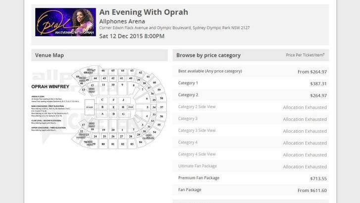 More than half of the seats at Oprah's Sydney show have already sold. Photo: Ticketek