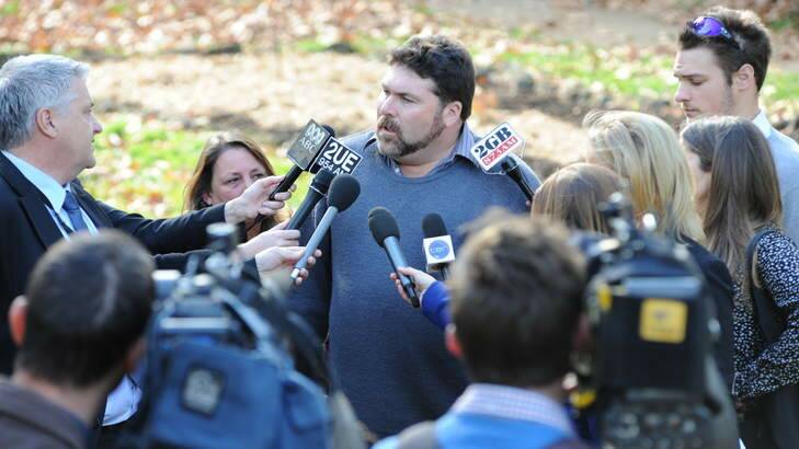 Peter Frazer speaks to reporters outside Moss Vale Local Court. Photo: Roy Truscott