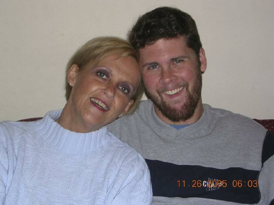 Former Iraq war veteran Justin Thomas (deceased) with his mother, Marilyn Andreatta. His photo was stolen and used in a fake Facebook account to attack Liverpool mayor Ned Mannoun. Photo: Supplied