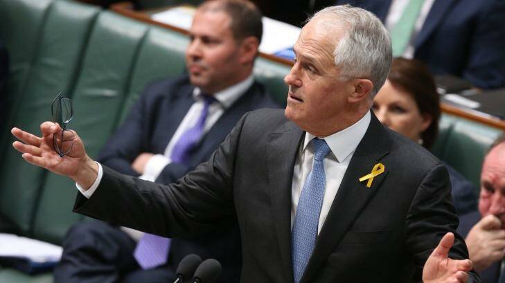 Prime Minister Malcolm Turnbull during a fiery question time in Parliament on Tuesday. Photo: Andrew Meares