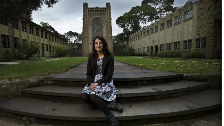 Theresa Chamoun, 22, from Mill Park, at the chapel, Newman College.  Photo: Simon O'Dwyer