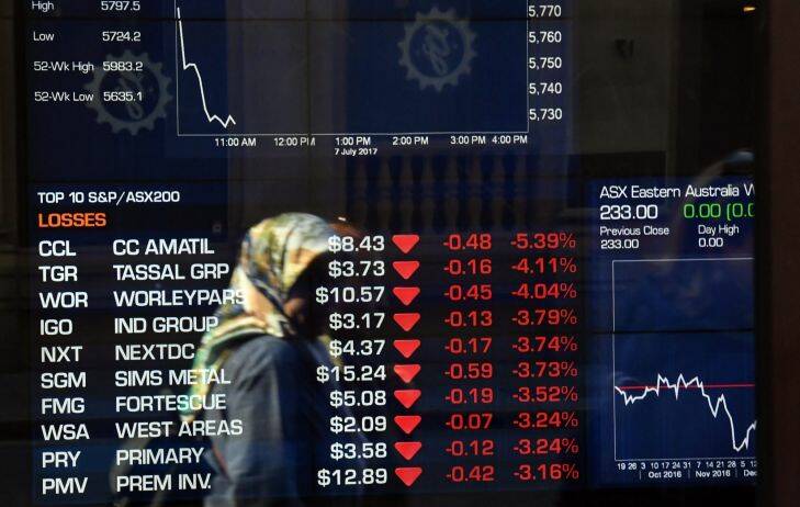 A pedestrian is reflected against the indicator board at the Australian Stock Exchange (ASX) in Sydney, Friday, July 7, 2017. (AAP Image/Mick Tsikas) NO ARCHIVING