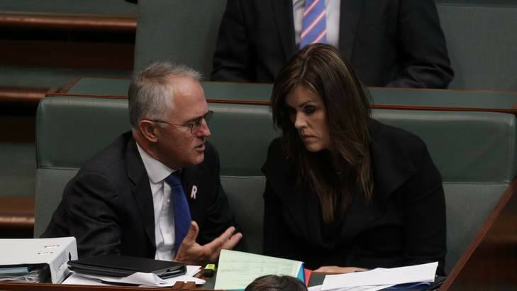 In the House: Credlin with Malcolm Turnbull in Parliament House in 2013. Photo: Alex Ellinghausen