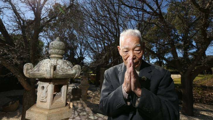 Teruo Murakami at Cowra's Japanese cemetery. He was a newcomer to the prison camp when plans were made for the breakout and says he was prepared to die. Photo: Peter Rae