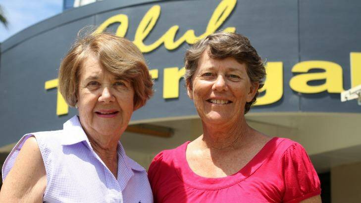 Lorraine Murphy (right), the social chair at the Terrigal bowls club, and club president Dianne Fernance who are concerned about pollution in the local lagoon.  Photo: Eryk Bagshaw