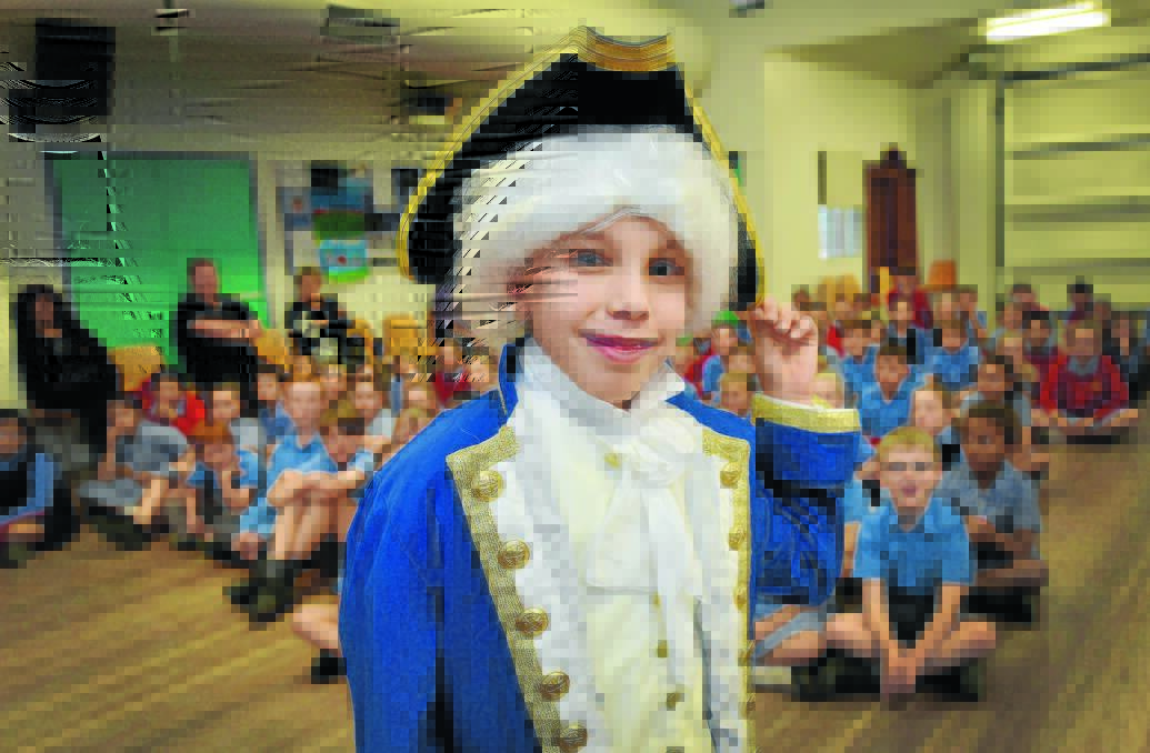 CAPTAIN S CALL: Westdale Public School student Connor O Donoghoe got to dress up like Captain Cook. Photo: Geoff O Neill 090915GOE01