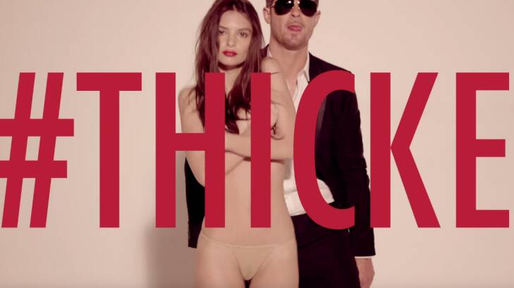 Emily Ratajkowski found fame in Robin Thicke's controversial <i>Blurred Lines</i> video. Photo: YouTube