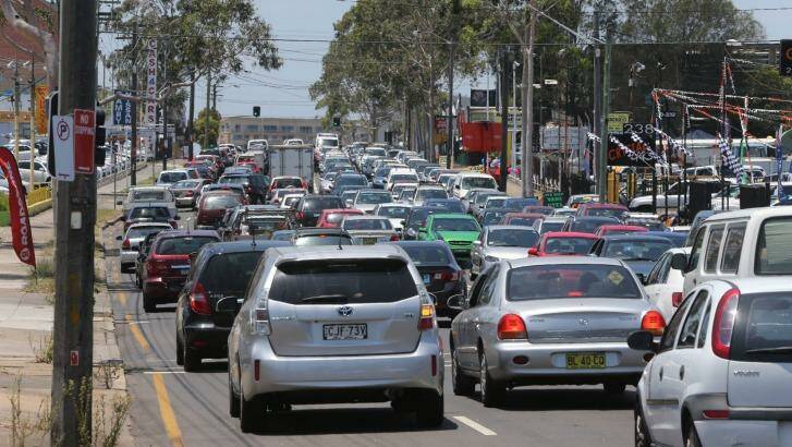 Sydney congestion: cars on Parramatta Road near Flemington Markets. 