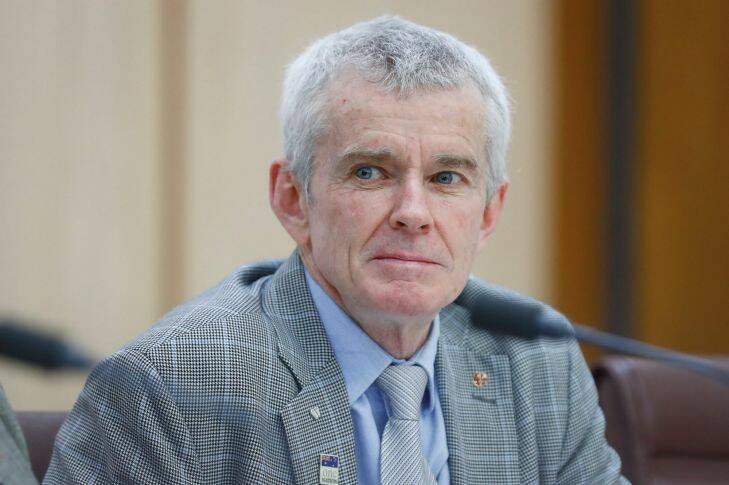 Senator Malcolm Roberts during a Senate estimates hearing at Parliament House in Canberra on Tuesday 24 October 2017. fedpol Photo: Alex Ellinghausen 