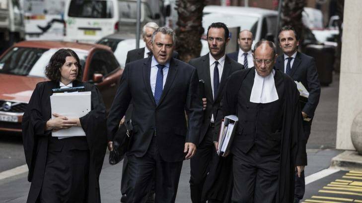Joe Hockey arrives at court during his defamation case in March. Photo: Dominic Lorrimer