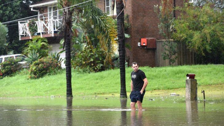 Flooded areas in Milperra in south-west Sydney.
 Photo: Steven Siewert
