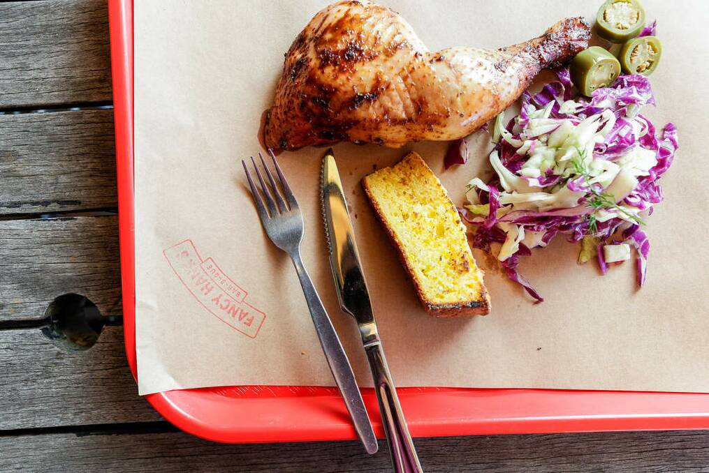 Chicken and slaw at Fancy Hank's BBQ Joint. Photo: Supplied