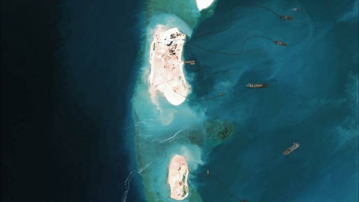 China's reclamation efforts in the Spratly Islands, South China Sea in March. Photo: Asia Maritime Transparency Initiative