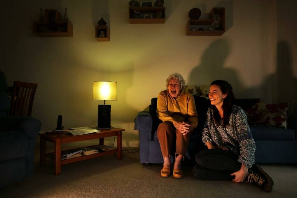 Nora Pasfield 84 (left) and Annabelle McClean 23 (right) at Nora's home in Manly. Both agree with the home share proposal where the elderly and the young house share. Photo: Kate Geraghty