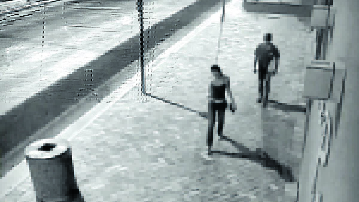 LAST MOMENTS: The CCTV shows Alexis Jeffery walking along Marshall St with a man on the morning of March 16, just hours before her body was found. Source: Queensland police