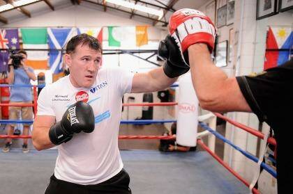Boxing clever: Paul Gallen at a boxing training session.