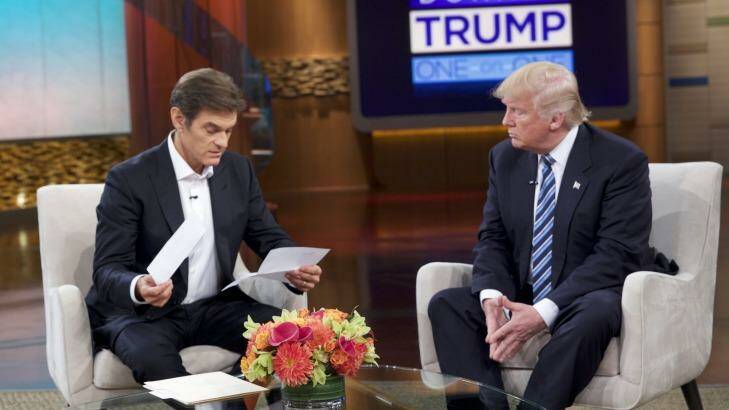 Dr. Oz, left, and Republican presidential candidate Donald Trump.