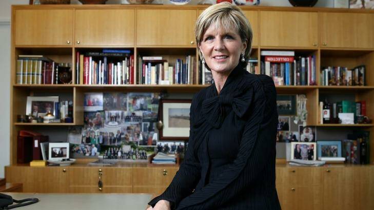 Foreign Affairs Minister Julie Bishop in her office at Parliament House. Photo: Alex Ellinghausen