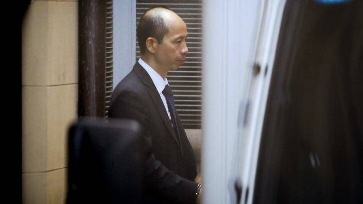 Robert Xie is escorted to a prison truck after being found guilty of the murder of the Lin family. Photo: Daniel Munoz