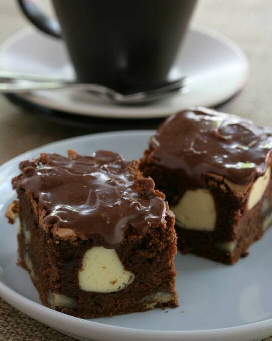 Cream cheese, chocolate and coffee brownies <a href="http://www.goodfood.com.au/good-food/cook/recipe/cream-cheese-chocolate-and-coffee-brownies-20111018-29whj.html"><b>(RECIPE HERE).</b></a> Photo: Natalie Boog