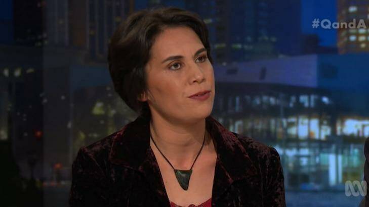 Celeste Liddle speaks about the youth detention royal commission on Q&A. Photo: ABC