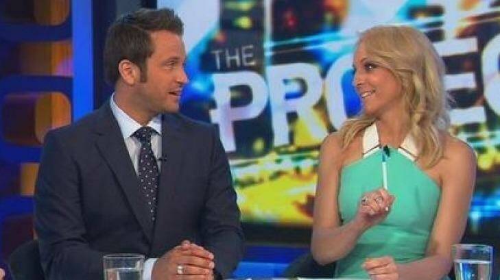 Different beat: Carrie Bickmore, who recently announced her pregnancy on The Project, gets in the spirit of things.