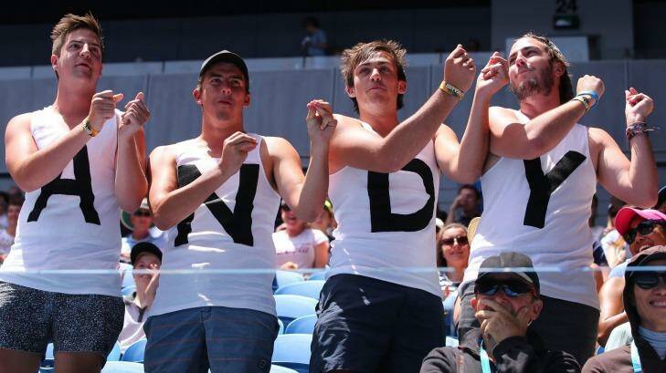 Fans watch Andy Murray of Great Britain in his first round match against Yuki Bhambri of India during day one of the 2015 Australian Open at Melbourne Park. Photo: Michael Dodge