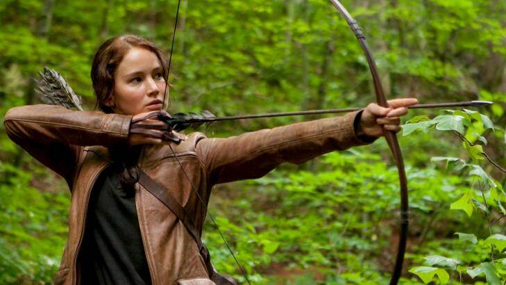 A bow and arrow used by Jennifer Lawrence while playing Katniss Everdeen in <i>The Hunger Games</I> is part of an exhibition in Darling Harbour.