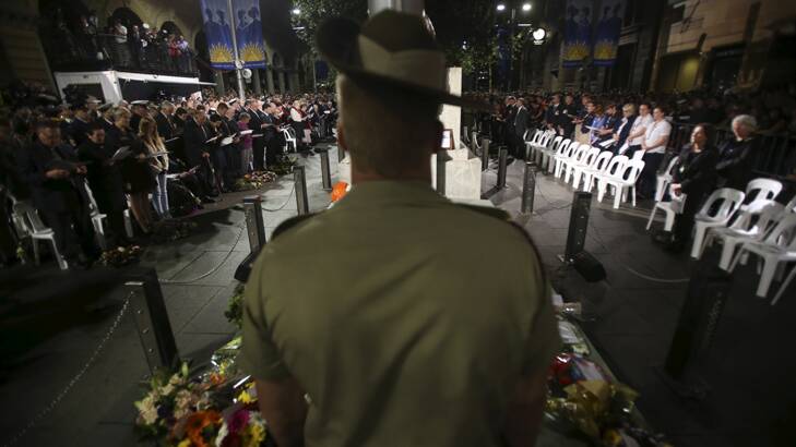 The Anzac Day Dawn Service at the Sydney Cenotaph in Martin Place. Photo: Nick Moir
