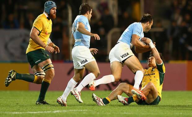 MENDOZA, ARGENTINA - OCTOBER 04: Matt Toomua of the Wallabies lands awkwardly in a tackle during The Rugby Championship match between Argentina and the Australian Wallabies at Estadio Malvinas Argentinas on October 4, 2014 in Mendoza, Argentina.  (Photo by Cameron Spencer/Getty Images) Photo: Cameron Spencer