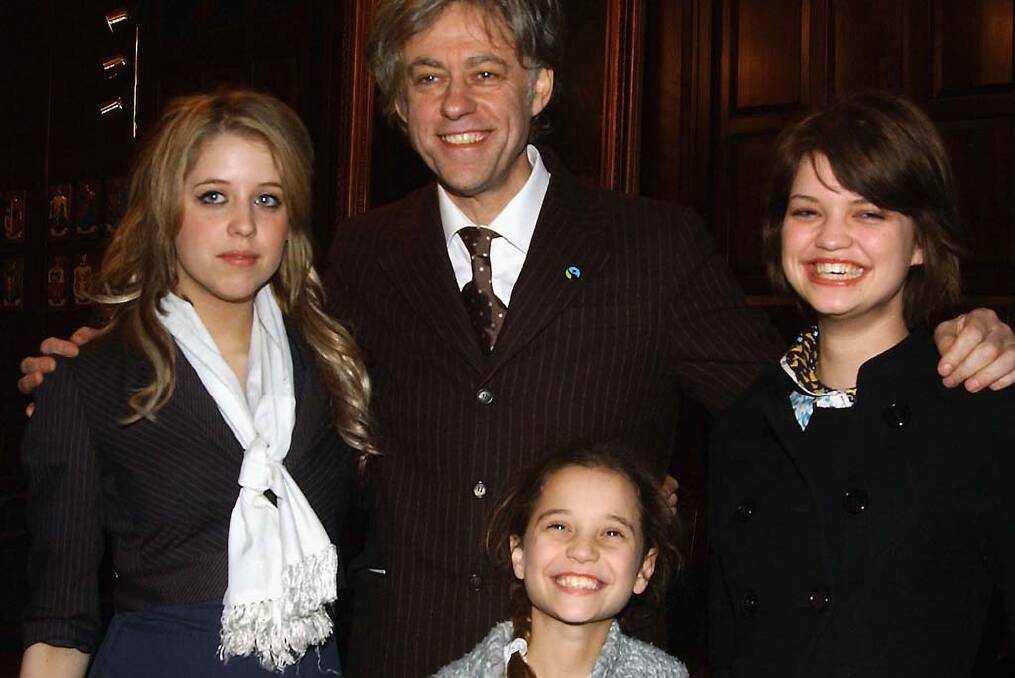 Peaches Geldof, Pixie Geldof, Tiger Lily Geldof, Jeanne Marine and Sir Bob Geldof in 2006. Photo: ShowBizIreland
