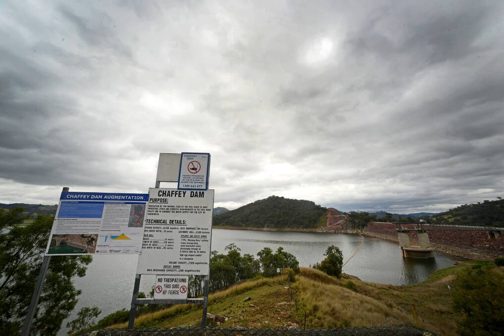 WATER FLASHPOINT: Chaffey Dam's water level has plummeted to 35 per cent, sparking tough Level 3 water restructions. Council's water director has warned outdoor watering could soon be banned altogether unless responsible action is taken. Photo: Gareth Gardner. 151014GGB03
