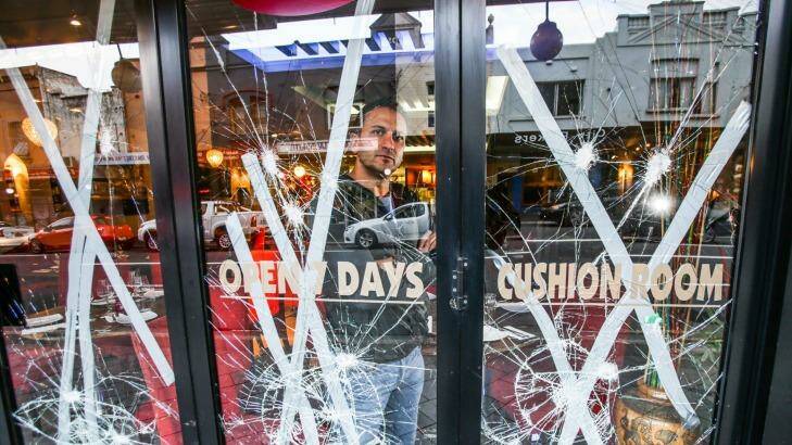 SMH NEWS 
Owner/chef Mohamed Zourhour at his restaurant Arabella on King St Newtown where vandals smashed the windows of the business in the early hours of Tuesday morning.  Photo: Dallas Kilponen