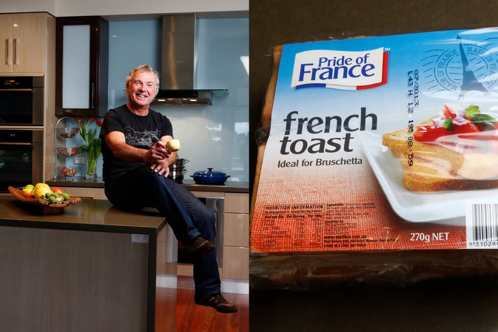 Jacques Reymond's treat is a Pride of France French toast biscotti with real French butter and some dry salami. He loves this snack with a good coffee and says: 'This is much more for me than chocolate or something'. Photo: Eddie Jim