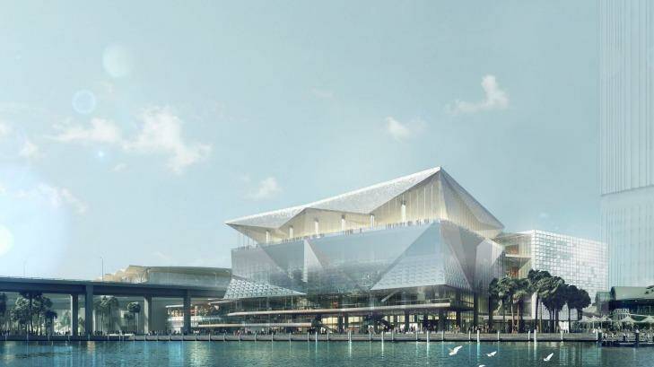 The ICC and Exhibition projects under way at Darling Harbour.
 Photo: Artist's Impression, courtesy Darling Harbour Live.