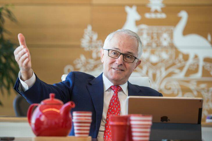 Prime Minister Malcolm Turnbull in his Sydney office for his media interview. Monday 11th Decembewr 2017 Fairfax Media photo Louie Douvis FEDPOL