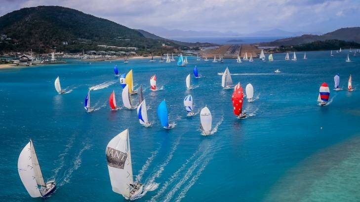 The start of last year's cruising division in Dent Passage during Hamilton Island Race Week.