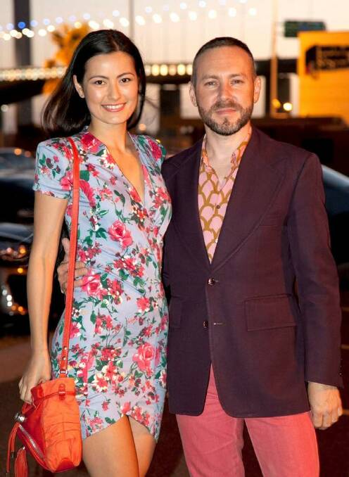 From left; Kiyomi Vella and Philip Boon at Mimco Vamff presentation 'Memoirs of a Fictionatrix', Docklands. Photo: Fotogroup