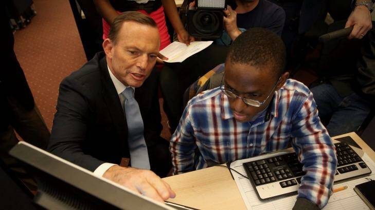 In June, Prime Minister Tony Abbott visited the Pathways in Technology Early College High School in Brooklyn. Photo: Andrew Meares