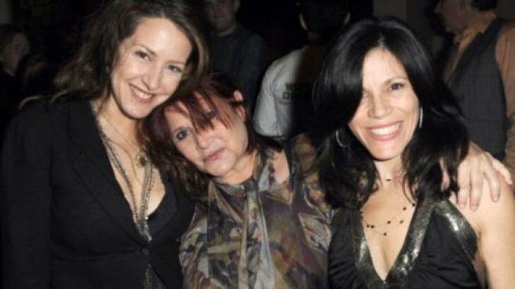 Carrie Fisher with her two half-sisters at the opening of her HBO series Wishful Drinking. Photo: Twitter/ Tricia Fisher