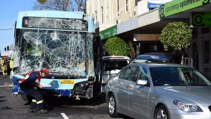Five people were injured in a bus crash on Miller Street in Cammeray. Photo: Kate Geraghty