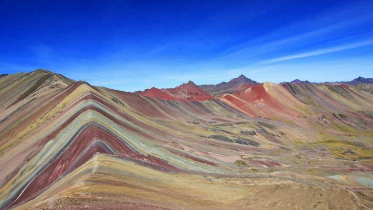 The beautiful coloured Rainbow Mountain panorama near Cusco, Peru.  Photo: iStock