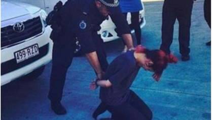 The photograph of Lily Allen being handcuffed. Photo: Twitter Photo: Steve Jacobs