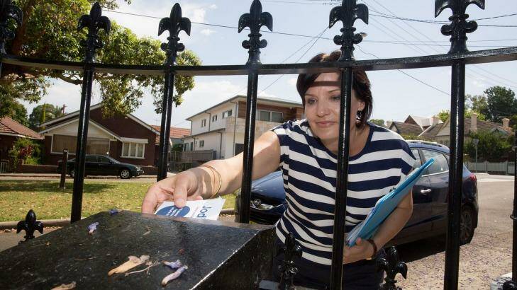 Popular: Jodi McKay hits the letterboxes of Strathfield on Sunday.  Photo: Michele Mossop